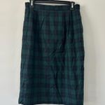 Vintage 80s Blue Green Tartan Plaid 100% Wool Above the Knee Skirt 10 Photo 0