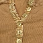 Free People  we the free long sleeve peach orange tan ribbed Henley Top XS Photo 4