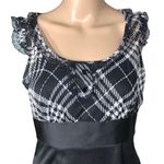 Charlotte Russe  Womens Sheath Dress Plaid Houndstooth Mini Black White Small Photo 2