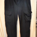 ZARA  Black Utility Cargo Pants Womens Size 8 Relaxed Fit‎ Pockets Photo 0