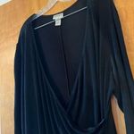 Chico's Traveler Black Wrap Look Dress Deep V-Neck Cinched Waist On One Side 3 Photo 3