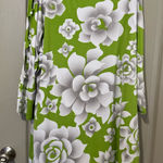 Bob Mackie  Vibrant Green and White Floral Top Open Sleeve Classy Church 1X Photo 0