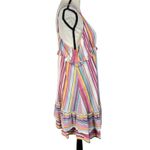 Umgee  Large A-Line Mini Dress Striped V-Neck Lined Sleeveless Ruffled Multicolor Photo 3