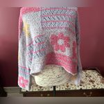 Moon & Madison Large Fuzzy Cropped Flower Sweater NWT Photo 1