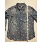 Juicy Couture  Denim/Pink Floral Print Button Down Top Shirt Sz S Photo 2