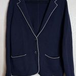 Talbots  Womens XL Navy Blue Sweater Blazer Pockets Nautical Beach Preppy Classic Photo 0