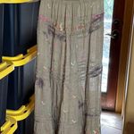 Free People  Kahula Smock Embrdrd Convertible Skirt Dress Green Tie Dye Sz Small Photo 0