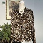 CH Chancelle Women Blouse Size 14 Collared V Neck Long Sleeve Open Front Button Photo 0