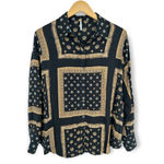 Free People | Small | Black Gold Little Secrets Button Down Wrap Top Photo 1