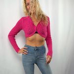 American Eagle Y2K Vintage  Cropped Cardigan Sweater in Pink Size Extra Small Photo 1