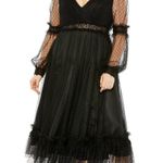 Mac Duggal 68567 Plus Size Long Sleeve Formal Midi Dress- Black- Size 20W Photo 0