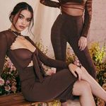 House Of CB Natalia Chocolate Power Mesh Front Tie Midi Dress Size M Photo 14