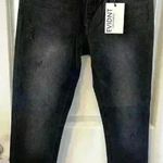 NWT Evidnt Anthropologie Hermosa Jeans Raw Fringe Ankle Black washed Size 26 Photo 0
