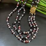 Triple Strand Garnet Crystal Pearl Lampwork Glass Beads Multi Photo 5