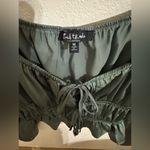 Mixed Threads Tie Front Square Neck Hunter Green Peasant Crop Blouse Size M Photo 6