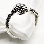 Silver Snake Ring – Etched Twin Serpent Design, Adjustable Reptile Jewelry Photo 0