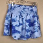 NWOT Miken Swim Women’s Tie Dye Blue White Smocked Tiered Ruffle Beach Skirt Size M Photo 3