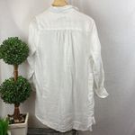 For Cynthia  White 100% Linen Long Convertible Sleeve Blouse Top M Photo 1