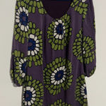 Boden Purple Green Floral Silk Dress 6 Purple Photo 0