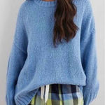 Aerie Women’s Sz L Lt Blue Big Sky Oversized Sweater Photo 0