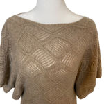 Cache Luxe Cashmere Sweater Y2k Dolman Crochet Knit Metallic Champagne XS Photo 3