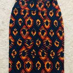 LuLaRoe  Cassie Pencil Skirt Blue & Orange Geometric Aztec Pattern Size Small Photo 0