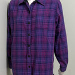 Lands' End Vintage Lands’ End shacket plaid shirt jacket purple medium Photo 0