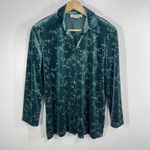 Passports Vtg. Velour Floral Print Button Up Top & Pants Set Green S/ M USA Made Photo 2