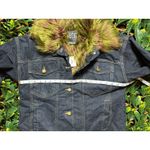 BDG Urban Outfitters  Denim Jacket Green Faux Fur Trim Size M/L NWT Photo 5