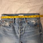 AE77 Blue Straight Leg Jeans with Trendy Distressing Size 2 Photo 2