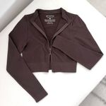 Set Active Ribbed Long Sleeve Crop with Double Zipper in Color Pepper & Size XS Photo 0