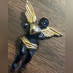 Cherub Angel VTG Heart Pin Brooch by Coreen Simpson Black Photo 3