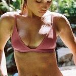 Vitamin A ππ Rose Rib Bikini Set Moss Top (12 D) + Carmen Bottom (10 Large) NWT Photo 1