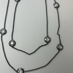 Lauren G Adams Necklace‎ Gunmetal Station Clear Glass Rhinestones 42" Long Photo 2
