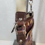 Coach Signature Cs Chain Link Op Art Bag Brown Purple Crossbody Fabric Leather Photo 9