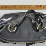 Emporio Armani Womens Tote Satchel Crossbody Bag Gray Patent Leather Handbag Bow Photo 6