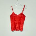 Valerie Stevens  silky polyester button front lace tank top red size small Photo 1