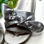 Nature Breeze  Silver Satin Slides Sandals Sz 6.5 Photo 1