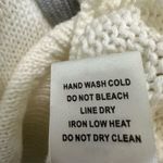 Dance & Marvel Womens Off-White Distressed Mesh Hoodie Sweater Sz L Quiet Luxury Photo 4