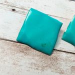 Vintage Earrings For Pierced Ears Teal Slightly Wavy Large Photo 1