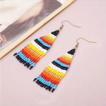 1 Pair Of Bohemian Native American Style Ethnic Glass‎ Beaded Earrings Photo 11