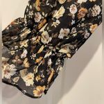 Pink Lily Floral V-Neck Long Sleeve Boho Mini Dress Black Yellow Size Medium Photo 2