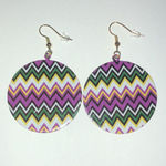 Zig Zag Colorful Shimmer Dangling Boho Pierced Earrings Purple Photo 3