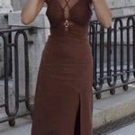 ZARA Rustic Slip Linen Blend Dress Size Medium Photo 1