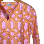 J. McLaughlin “Carly” Small Mini Cabana Dress 3/4 Sleeve Geometric Orange Pink Photo 1