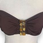 La Blanca Vintage  Bandeau Bikini Swim Top Brown Jewel Detail Summer Essential Photo 4