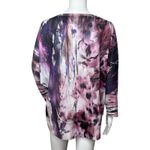 Chico's Shirt Womens Large Purple White Abstract Watercolor Beaded Tunic Casual Photo 3