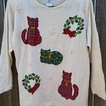Victoria Jones  Christmas Long-Sleeve Shirt Women’s Size Medium Vintage Cats Cat Photo 0