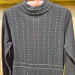 Say What? Say What Black Knit Rhinestone Beaded Bodycon Long Sleeves Mini Dress L Photo 1