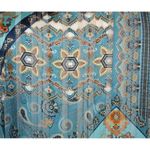 Umgee Ladies S/M Sheer Aqua Blue & Gold Pretty Print Open Front Kimono Cardigan Photo 9